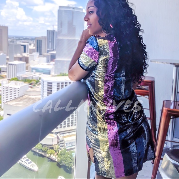 Callie Sequin mini: Striped Cocktail Party Dress - Picture 5 of 7